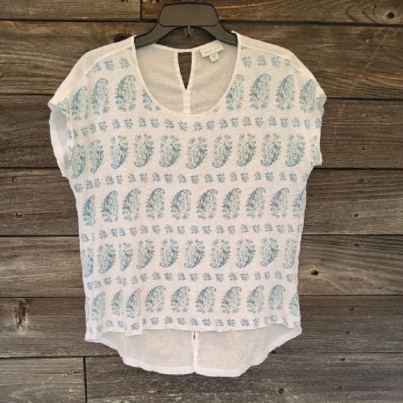 J. Jill White & Blue Blouse Size Small - Picture 1 of 9